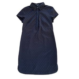 Ann Taylor Short Sleeve Little Black Dress with Studded Collar